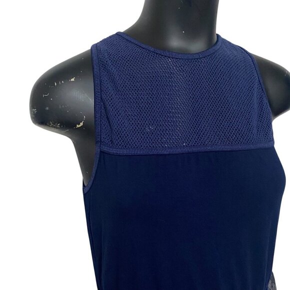 NEW YFB Fabric and Net Body-con Dress in Navy Blue Size Large - Picture 2 of 7
